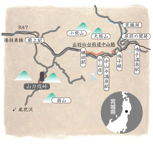 出羽仙台街道中山越　中山峠・山刀伐峠