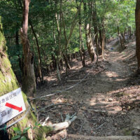 「平等寺道」の急な下り道