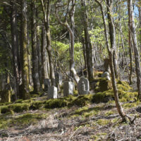 銅山峰北墓地：銅山峰周辺にあった墓石を無縁仏になる事を避け、厳かに供養するために集められた。