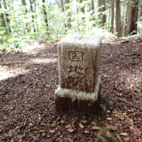 蒔山の四等三角点：三角点名「黒山」、槇山とも表記されます。一部のガイド地図では越生駒ヶ岳とされていますが誤称です。山頂はヒノキが植林され周囲の眺望は得られません。