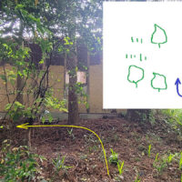 宅地の中を通過する箇所の写真と図面