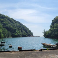 沖泊港から湾を見る